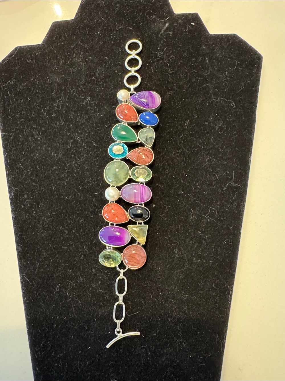Multicolor Stone Statement Bracelet by